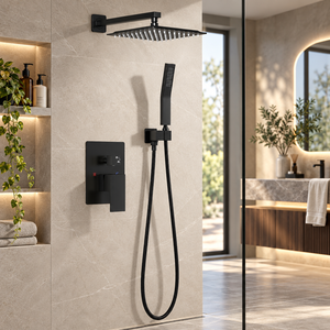 Système de douche de plafond moderne à effet pluie, 3 fonctions, encastré mural, commande thermostatique douce à poignée unique, pour appartement - Product Image 4