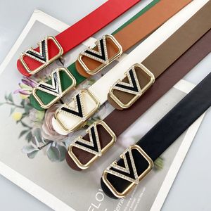 New Rhinestone vàng kim loại khóa thời trang Phụ nữ PU da V vành đai - Product Image 4