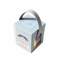 Caixa de Presente Hexagonal Leabon Azul com Arco Carrossel e Detalhes Dourados em Relevo – Luxo para Doces, Velas e Guloseimas – Logotipo Personalizado – Atacado Direto da Fábrica