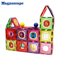 Magnescape - Juego de Construcción de Pistas de Canicas Magnéticas de Plástico, 106 Piezas, Modelo Educativo Montessori, Juguete de Bricolaje con Bloques Magnéticos