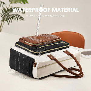 Grand porte-gobelet <span class=keywords><strong>professionnel</strong></span> pour femmes 15.6 pouces mallette pour ordinateur portable <span class=keywords><strong>sac</strong></span> fourre-tout noir-beige-marron Style de mode pour les infirmières enseignants - Product Image 2