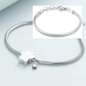 MECYLIFE Einäscherungsarmband für Haustierasche - Hundepfoten-Anhänger aus Edelstahl Gedenkurne Erinnerungsstück für Mensch/Haustier Asche-Anhänger - Product Image 3