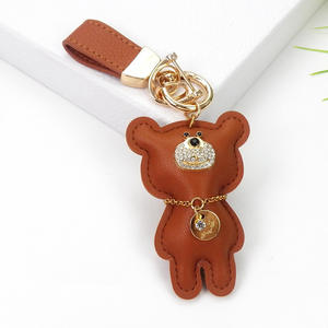 Nouveau porte-clés en cuir PU imprimé UV écologique en forme d'ours, accessoire cadeau promotionnel - Product Image 6