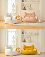 Fauteuil pouf minimaliste bicolore en polaire Teddy, siège individuel confortable, canapé paresseux pour salon, couleur personnalisable, siège au sol