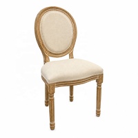 Chaise de salle à manger Louis en bois massif de style rétro français avec coussin en tissu, chaises pour événements de mariage en plein air, décoration pour hôtel, restaurant