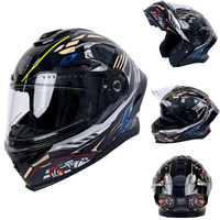 Casque de moto modulaire YM à double visière relevable, casque de sécurité tout-terrain certifié DOT en ABS avec Bluetooth