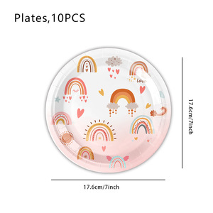 DAMAI - Juego de Vajilla Boho Arcoíris para Fiestas, Incluye Platos y Servilletas de Papel para Decoración de Fiestas - Product Image 5