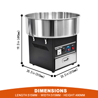 Machine à Barbe à Papa Commerciale en Acier Inoxydable avec Cuve Rotative et Contrôle par Thermostat, Vente en Gros OEM pour Cinémas, Centres Commerciaux, Parcs d'Attractions et Services de Restauration