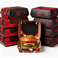 ODM Benutzerdefiniertes Logo Robuste Faltbare Umweltfreundliche Einweg-Burger-Box Vierfarbdruck Kraftpapier Takeaway-Box Großhandel