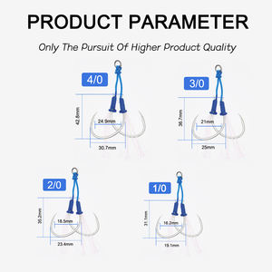 JIGGINGSOUL-AIH06- 2 Stks/zak Binding Blauwe Ijzeren Plaat Haak Heldere Draad Hoge Koolstofstaal Zeevissen Langzaam <span class=keywords><strong>Swing</strong></span> Prikkeldraad Dubbele Haak - Product Image 2