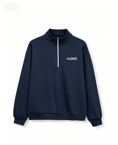 Sudadera de Hombre con Cierre de Cremallera, Color Sólido, Cuello Alto, Corte Regular, Algodón French Terry, Transpirable, Informal, para Otoño - Product Image 2