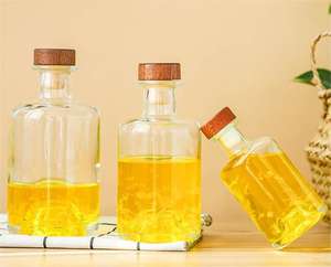 Botella <span class=keywords><strong>de</strong></span> Vidrio Transparente Redonda con Tapón <span class=keywords><strong>de</strong></span> Corcho para Licores como Vodka, Whisky, Tequila, Ginebra, Ron y Brandy, Venta al por Mayor, 100/250/375/500/750 ml - Product Image 2