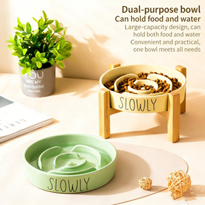 Bol de Nourriture Surélevé pour Chien et Chat en Céramique à Rayures, Antidérapant, Facile à Nettoyer, Longue Durée de Vie, Stock Disponible, Vente Chaude - Product Image 4