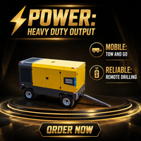 Compresseur d'air portable diesel Atlas Copco Cummins à injection d'huile, compresseur à vis pour le forage de puits d'eau