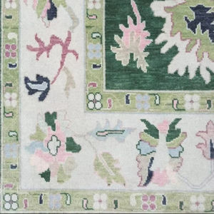 Alfombra de Lana Anudada a Mano Oushak Verde de 8x10 para Dormitorio, Cocina y Habitación Infantil, Alfombra Vintage Colorida, Tamaño Personalizable Disponible - Product Image 1