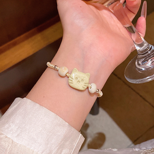 Bracelet de corde de tresse de chat de dessin animé mignon réglable pour femme polyvalent petit design sens ornements de main idée cadeau parfaite - Product Image 3