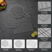Ensemble de grilles de barbecue portables en acier inoxydable poli avec poignée pour pique-nique familial et camping en plein air
