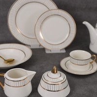 Vaisselle de luxe personnalisée en gros, sans plomb ni cadmium, en céramique d'os, élégante, pour la cuisine et la salle à manger