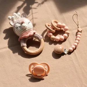 Catena di clip per ciuccio all'ingrosso di origine con set di giocattoli per massaggiagengive per braccialetti set di massaggiagengive per ciuccio per coperte per bambini