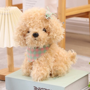 Peluche <span class=keywords><strong>de</strong></span> Perro Caniche Marrón Rizado Kawaii en Oferta, Juguete <span class=keywords><strong>de</strong></span> Peluche Suave y Esponjoso con Lazo y Bufanda a Cuadros, Decoración para Habitación, Regalo para Adolescentes - Product Image 2