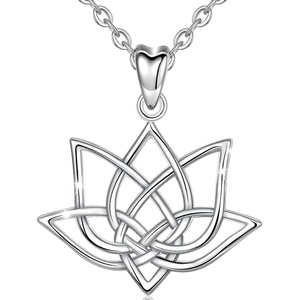 925 joyas <span class=keywords><strong>de</strong></span> plata esterlina <span class=keywords><strong>om</strong></span> loto flor colgante collar - Product Image 1