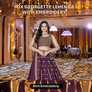 ชุดเลเฮนกาโชลีผ้าจอร์เจตต์ลายปักหนัก ดีไซน์ใหม่ ยืดได้ ความยาวระดับข้อเท้า สำหรับผู้หญิง TENNECY-งานแต่งงานและงานปาร์ตี้ทุกประเภท - Product Image 2