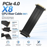 Cable de Extensión PCIe 4.0 X8 Recto de 180 Grados, 64 Gbps de Alta Velocidad, Cable Riser para GPU, Blindado, Flexible, Montaje Horizontal de Tarjetas Gráficas