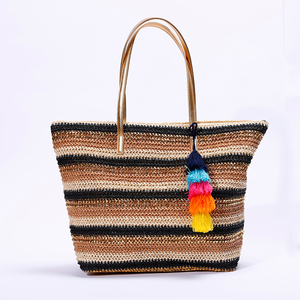 <span class=keywords><strong>Sac</strong></span> fourre-tout <span class=keywords><strong>en</strong></span> papier fait main pour femme <span class=keywords><strong>avec</strong></span> <span class=keywords><strong>pompon</strong></span>, <span class=keywords><strong>sac</strong></span> <span class=keywords><strong>de</strong></span> <span class=keywords><strong>plage</strong></span>, prix d'usine pas cher, <span class=keywords><strong>en</strong></span> vente - Product Image 2