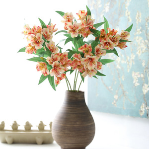 LO-1176 Vente en gros de 3 branches de fleurs artificielles de prunier vert, fausses fleurs de lys péruviennes pour arrangements de vases à domicile - Product Image 2