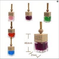 Bouteilles en verre vides de 8 ml pour diffuseurs de parfum suspendus pour voiture, huiles essentielles, avec couvercle en bois et emballage en boîte