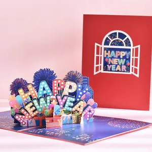 Nouvelle carte de voeux 3D salutations de vacances carte de papier faite à la main impression couleur carte pop-up de Noël