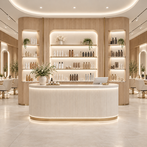 Aménagement intérieur de salon de style bois de luxe léger, équipements de magasin sur mesure - Product Image 6