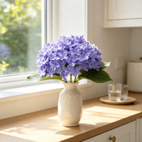 Hydrangea artificielle bleue à grande tête, tige unique, toucher réel, pour décoration intérieure et arrangements DIY (vente en gros)