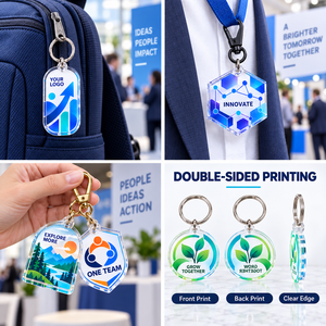 Porte-clés personnalisés en acrylique transparent, impression UV double face, logo, cadeaux promotionnels d'entreprise, fabrication OEM ODM - Product Image 3