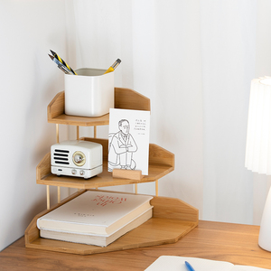 <span class=keywords><strong>3</strong></span>層コーナーシェルフ-木製デスクトップスタンドカウンタートップオーガナイザー、キッチン、バスルーム、オフィス用の安定したコーナーディスプレイシェルフ - Product Image 2