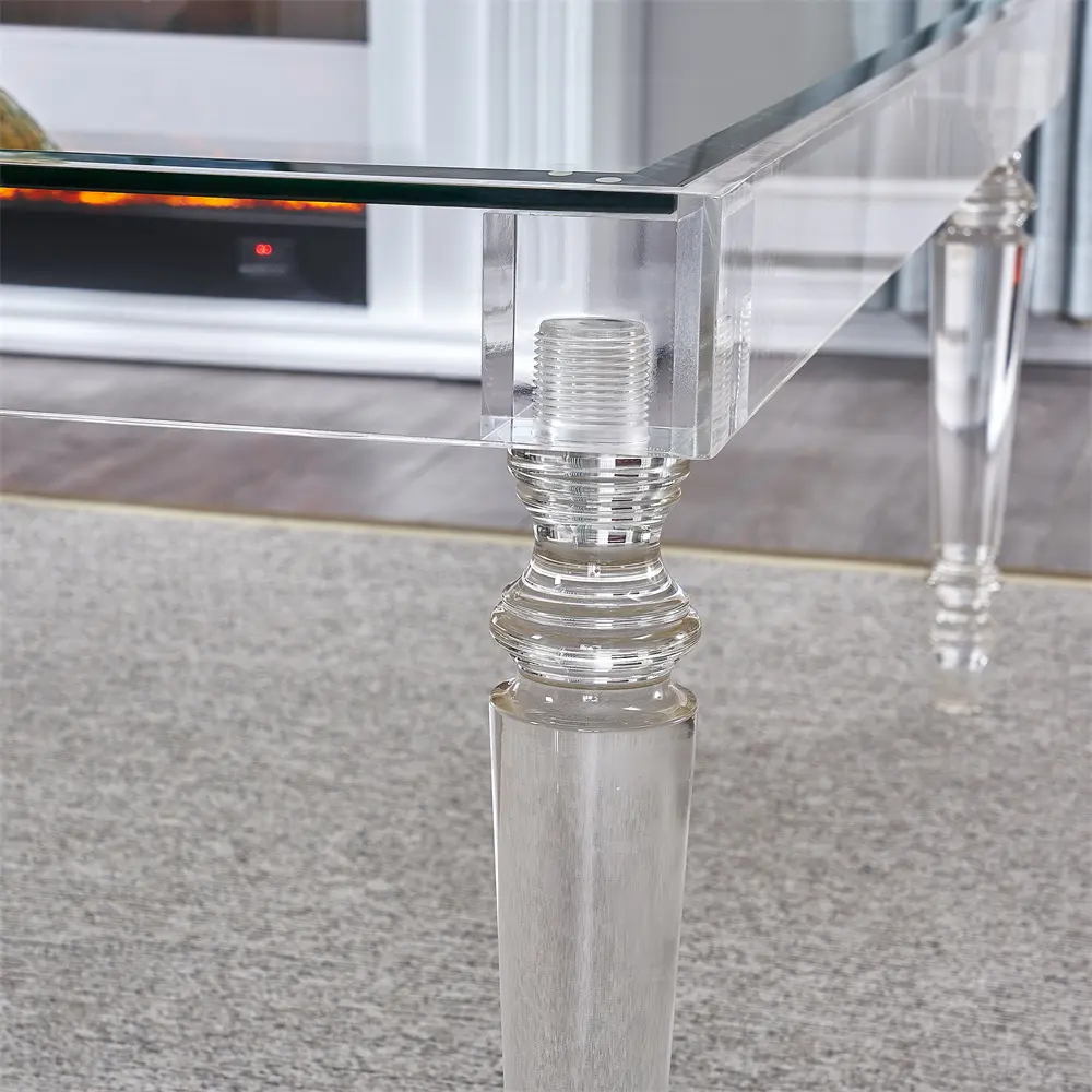 Sang trọng Acrylic vuông bàn ăn với Glass Top