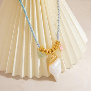 Collar de Moda SUMMLY Trend al por Mayor para Mujer, Estilo DIY, con Dije de Océano, Chapado en Oro de 18K, Acero Inoxidable, Cuerda de Algodón Colorida, para Fiestas - Product Image 2