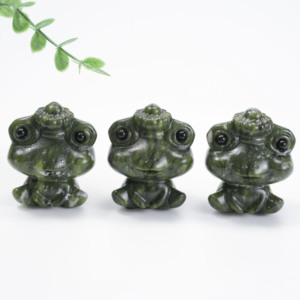 Venta al por mayor de adornos de rana de jade natural Xiu, tallado artesanal de cristal, piedra curativa, decoración para el hogar, regalo - Product Image 5