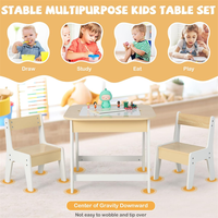 Table d'activités moderne 3 en 1 en bois pour enfants avec tableau noir réversible Ensemble table et chaises pour enfants pour le salon