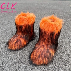 נשים חורף חם מגפי שלג חם מכירות אופנה חם פרווה מטושטש מגפיים קצרים דמוית פרווה שטוחים מגפיים פרווה לנשים - Product Image 3