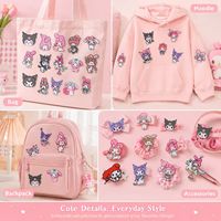 Prêt à expédier : Patchs thermocollants esthétiques Anime Goth, motif Fille démoniaque de dessin animé mignonne et élégante, avec capuche et nœud papillon tête de mort