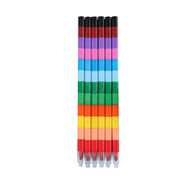U+ Ensemble de 12 crayons de couleur multi-sections de 25 cm, non effaçables, pour étudiants, pour la peinture à l'huile, le dessin et le graffiti