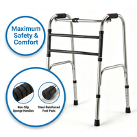 Déambulateur et rollator pliant en acier, cadre de mobilité réglable en hauteur, sans roues, pour personnes âgées