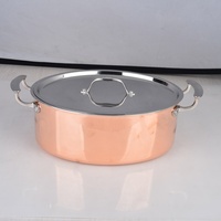 Casserole moderne commerciale en cuivre tri-couche, polie miroir, pour hôtel, restaurant, plat à poisson ovale profond, couvercle en acier inoxydable