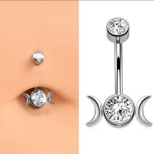 Anneau de nombril en alliage de titane G23 avec zircon carré et pendentif, bijoux de piercing tendance pour femmes, idéal pour les soirées - Product Image 2