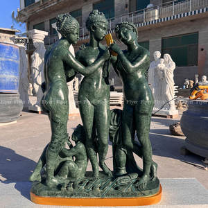 Décoration de <span class=keywords><strong>jardin</strong></span> Célèbre sculpture à la main en pierre naturelle marbre Statue de fille nue grandeur <span class=keywords><strong>nature</strong></span> Trois sculptures de beauté - Product Image 1