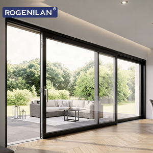 Puerta Corredera de Patio con Acristalamiento de Aluminio Resistente a Huracanes ROGENILAN, Puertas Correderas y Abatibles de Doble Vidrio para Exteriores - Product Image 1