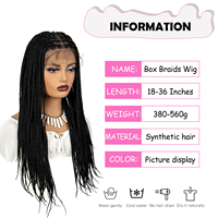 Perruques tressées sans nœuds de 36 pouces, vente chaude, perruques synthétiques complètes en dentelle au crochet, tresses en crochet