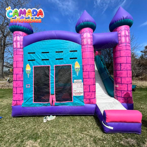 Location de châteaux gonflables pour fêtes, château gonflable rose princesse avec toboggan, certifié CE, PVC protecteur UV, garantie 2 ans, à vendre - Product Image 5