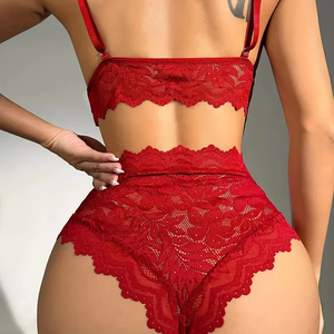 Nouvel arrivage Ensemble de lingerie femme grande taille Temptation col en V Ensemble de sous-vêtements deux pièces sexy en dentelle Perspective - Product Image 6